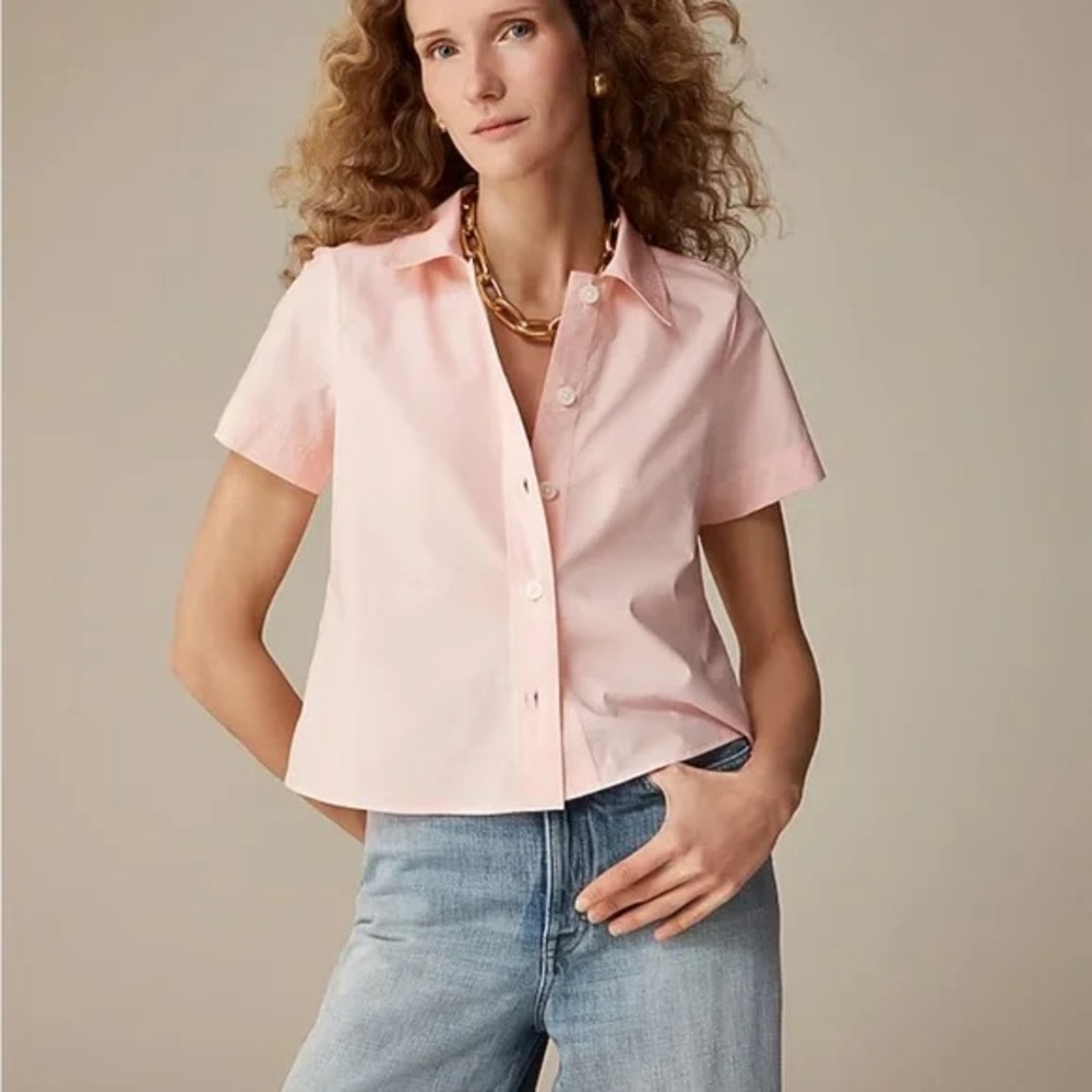 🔥🔥🔥NEW J. Crew Gamine shirt in cotton poplin Pink Peach